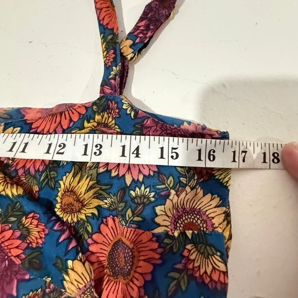 Natural Life Sunflower Print Maxi Dress Blue Yellow Pink Boho Festival S - Picture 5 of 9